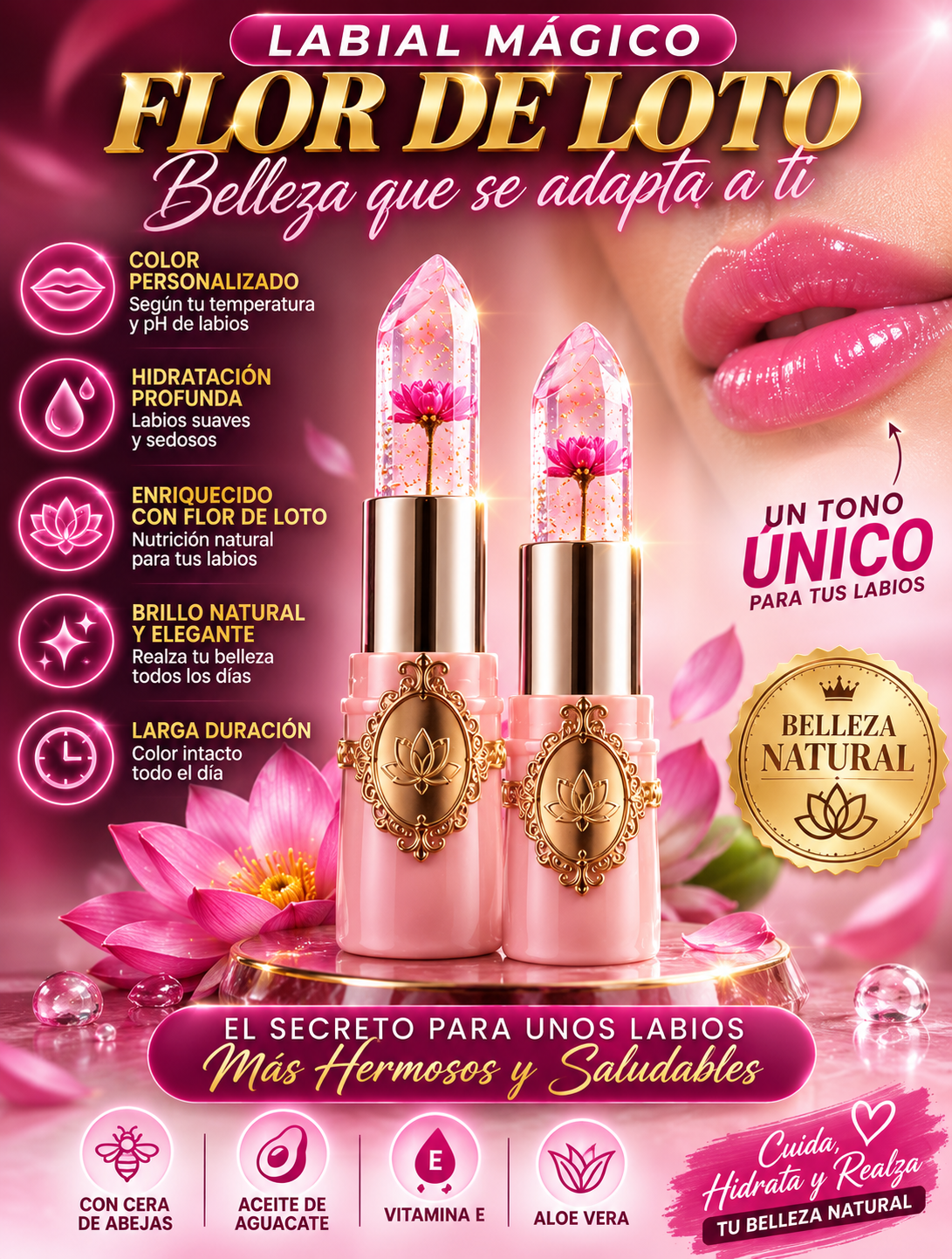 LABIAL MAGICO FLOR DE LOTO x 2 y X3!