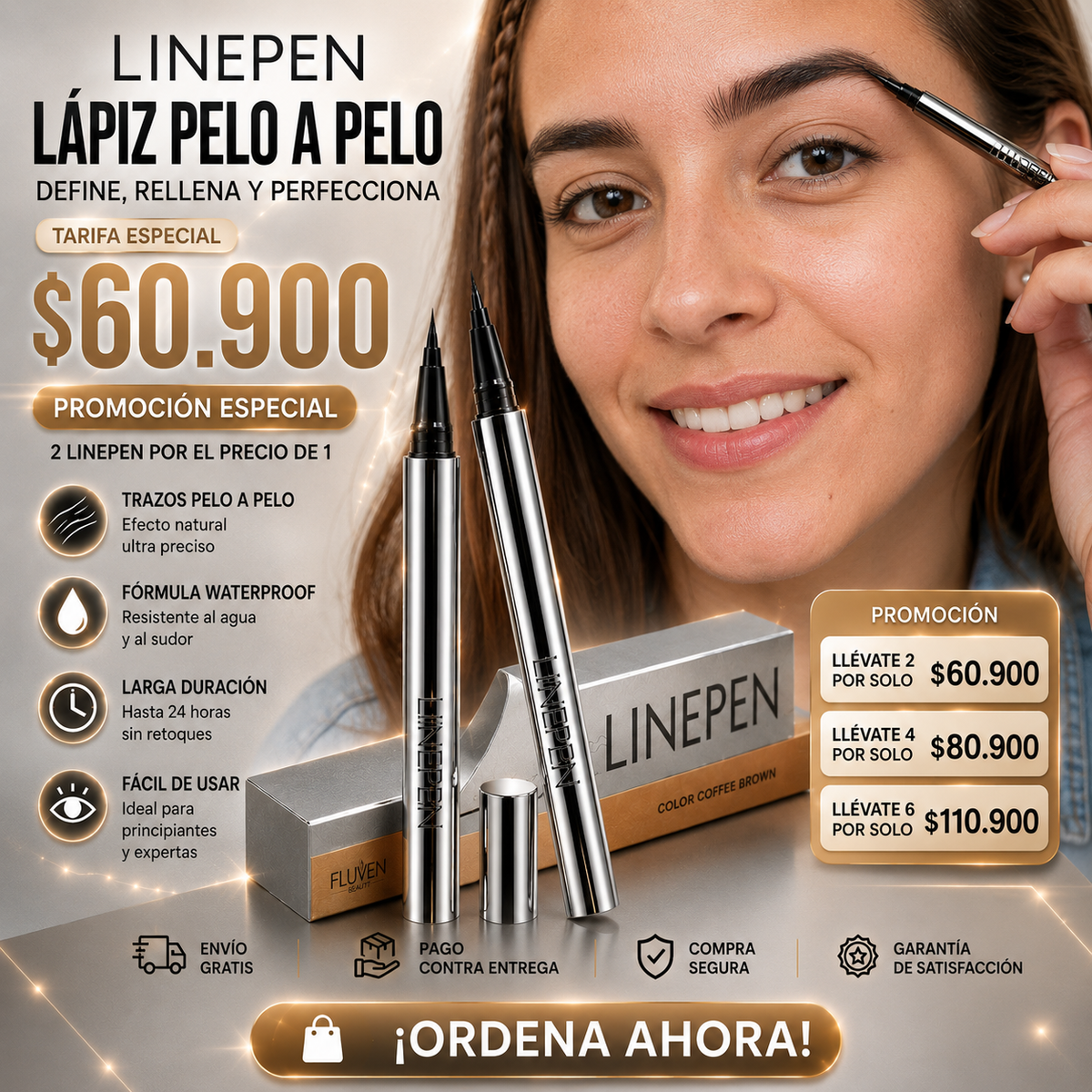 BrowLine™️ – Lápiz Line Pen Pelo a Pelo para Cejas Naturales - Definidas - Larga Duración