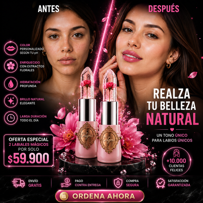 Magic Kiss™️ – Labiales Mágicos x2 y x3 que Cambian al Tono Perfecto de tus Labios, Hidratan