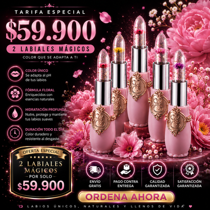 Magic Kiss™️ – Labiales Mágicos x2 y x3 que Cambian al Tono Perfecto de tus Labios, Hidratan